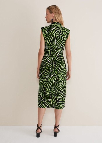 Phase Eight Trinny Zebra Print Trench Dress Green Canada | IGZHDQ-164